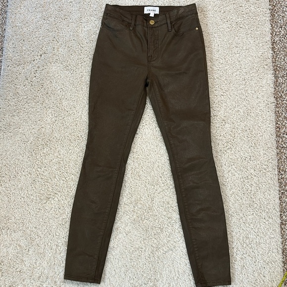 FRAME 25 Le High Skinny Coated cropped pants in EUC - Picture 4 of 13